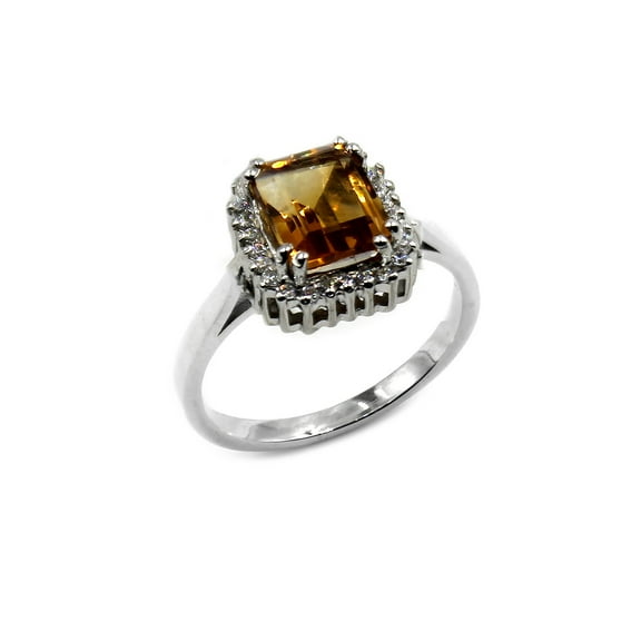 Tibetan Silver Statement Ring for Women Citrine Gemstone Fashion Jewelry, US size 6