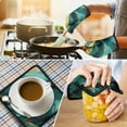 thumbnail image 4 of Teal Gold Marble Kitchen Oven Mitt and Pot Holder Sets 2 Pcs for Baking, Cooking and Grilling, Heat Resistant Up To 392 °F, 4 of 7