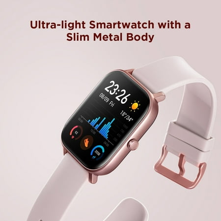 Amazfit - GTS Smartwatch 42mm Aluminum - Rose Pink With Silicone Band