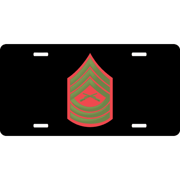 USMC E-8 Master Sergeant Green Red Chevron License Plate