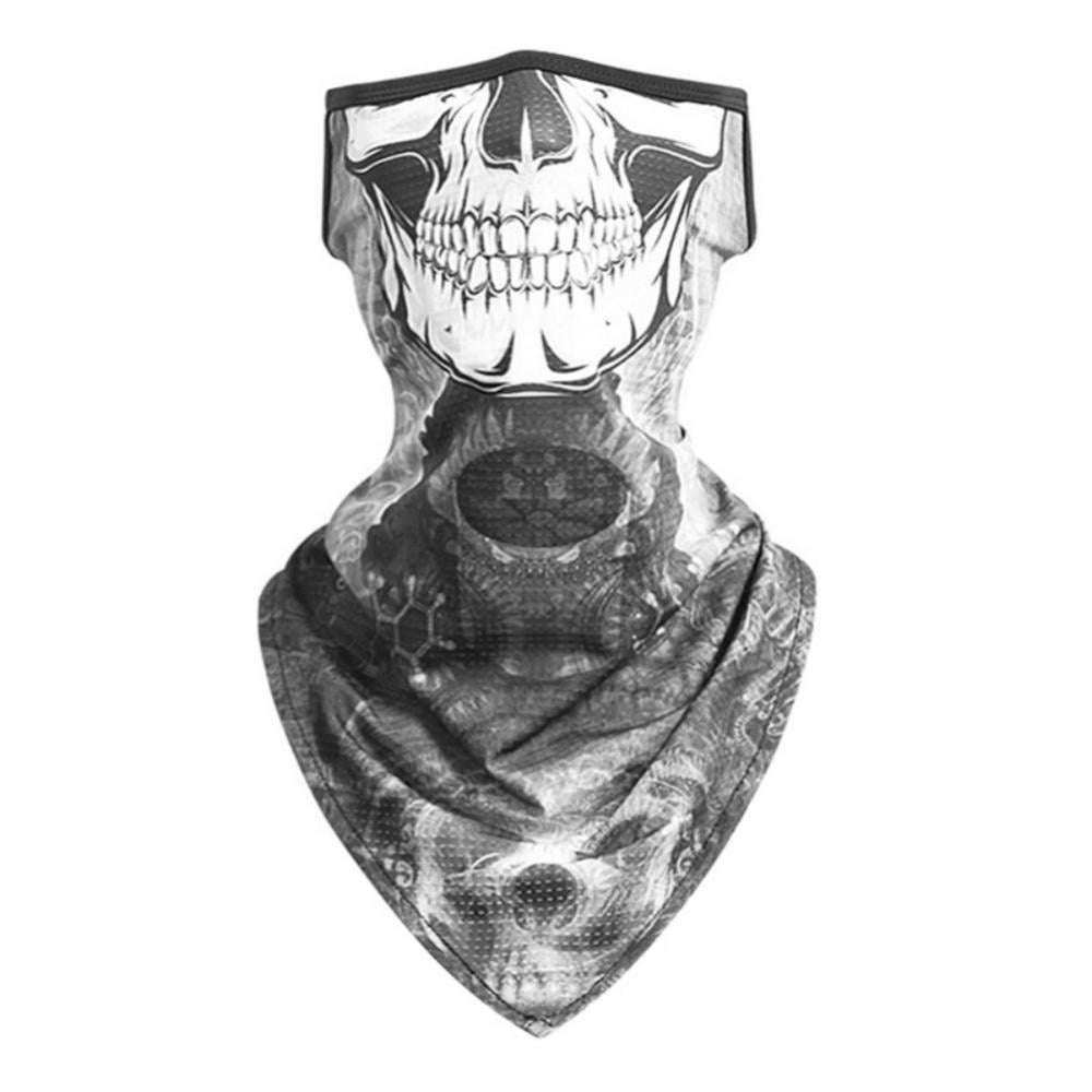 2Pcs Skeleton Ghost Skull Face Mask Sun Shield Neck Gaiter Balaclava Tube Scarf 