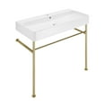 thumbnail image 4 of Carre 36 Ceramic Console Sink White Basin Gold Legs, 4 of 10