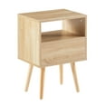 thumbnail image 6 of Tcbosik Night Stand with Storage Drawer, 15.7 Inch Bedside Table with Open Shelf, Rattan End Table with Solid Wood Legs for Small Space, Bedroom, Living Room, Natural, 6 of 8