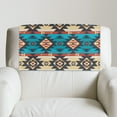 thumbnail image 4 of COEQINE Headrest Cover for Recliner, PU Leather Recliner Headrest Protector with Adhesive Backed Hook and Loop Fasteners for Living Room Home Decor, 17x27 Inch, American Tribal Blue Yellow, Set of 3, 4 of 7