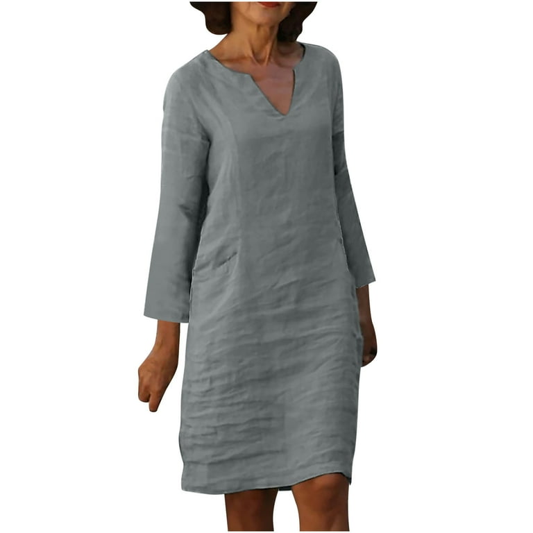 Casual Solid Buttons V Neck Long Sleeve Dresses(4 Colors) Casual Solid Buttons V Neck Long Sleeve Dresses(4 Colors)