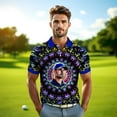 thumbnail image 4 of HOMYGIFTS Custom Face Men’s Golf Polo Shirt – Personalized Stained Glass Mandala Design, Unique Gift for Golfers & Special Occasions, 4 of 9
