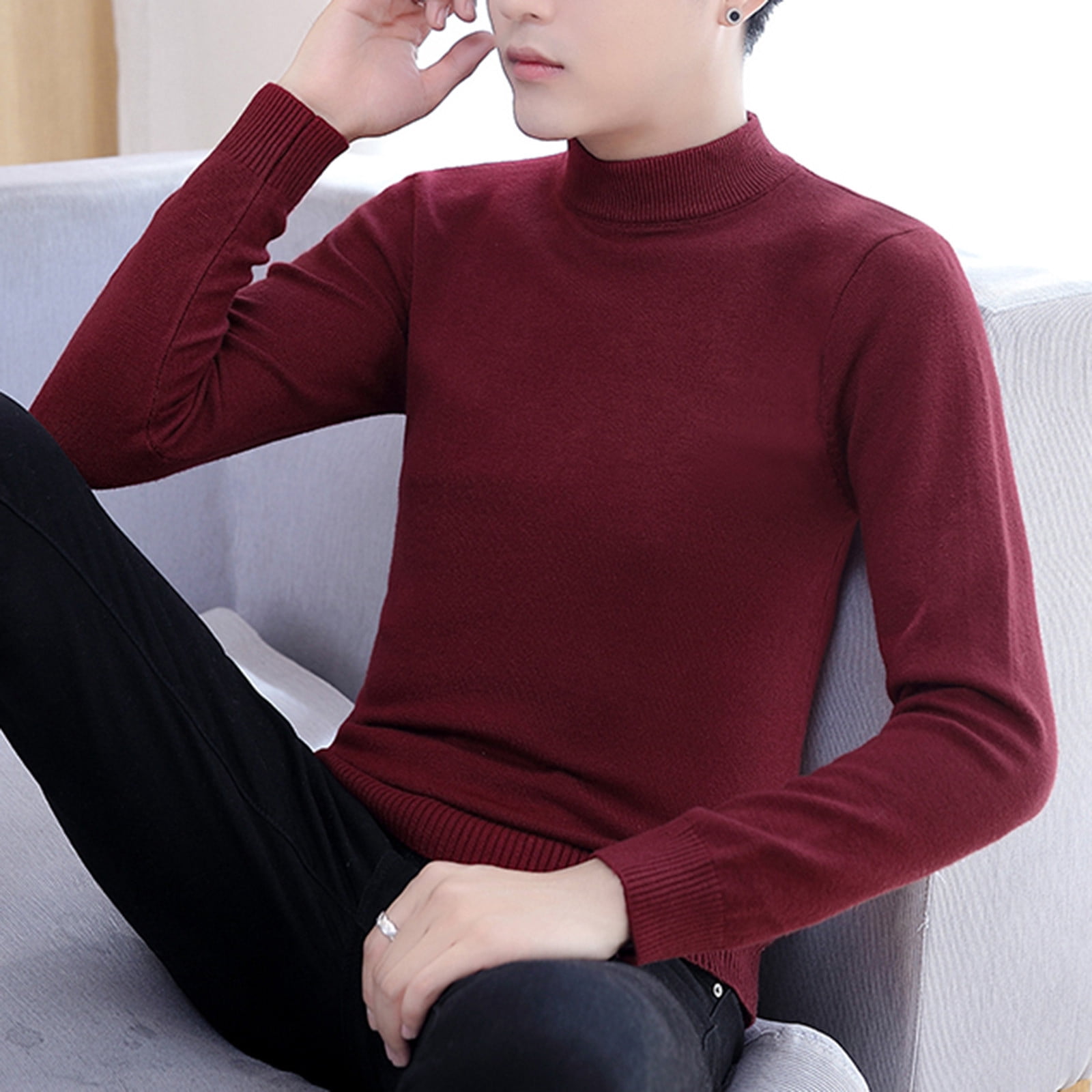 Pull Homme Hiver 1/4 Zip - Col Montant, Tricoté Chaud, Style Rétro, Pour Tenue Décontractée Ou Pro - 7