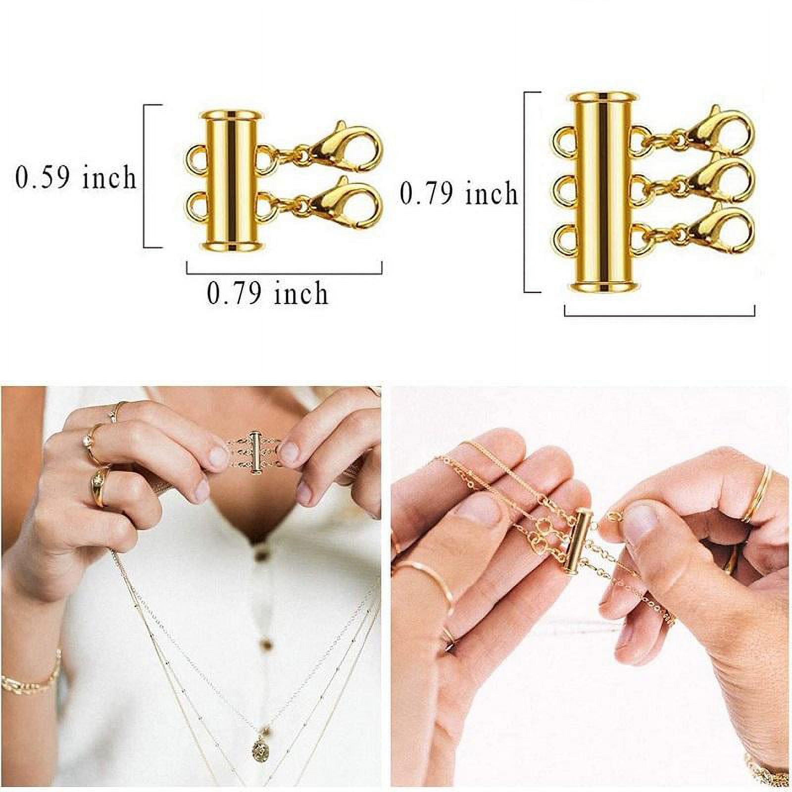 3 Sizes Slide Necklace Spacer Clasp Multi Strands Necklaces Bracelet Connectors for Jewelry, 6 Pieces (, ), Women's, Size: 14-25mm, Gold