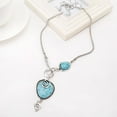 thumbnail image 3 of Visland Women Heart Shape Necklace, Turquoise Long Boho Necklace Vintage Ethnic Alloy Pendant Jewelry, 3 of 4