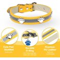 thumbnail image 4 of YSTINNG Reflective Dog Collar with Cute Paw Rivet Studded Funny Soft PU Leather Adjustable Puppy Dog Collars for Small Medium Large Dogs Cats (Yellow,Large) YD72-334, 4 of 7