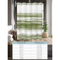 thumbnail image 6 of No Hook Shower Curtain with Snap in Liner,Vintage Sage Green Stripe Waterproof Bath Curtain Double Layers with See Through Top Window,Watercolor Ombre Line Hotel Shower Curtains 36x72in, 6 of 9