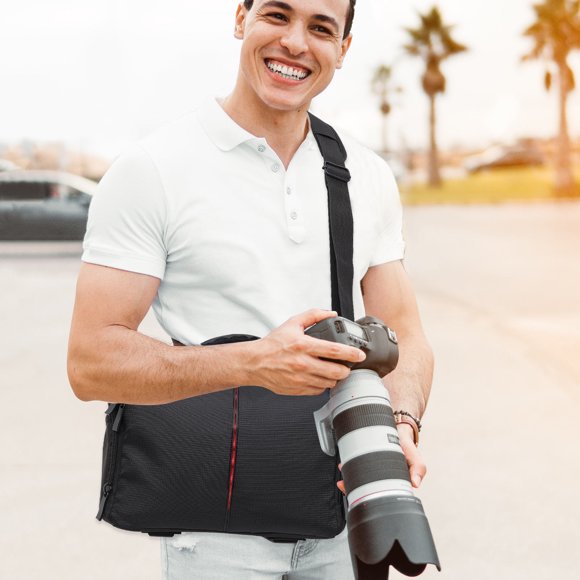 Raindrops Water Resistant Camera Bag with Adjustable Shoulder Strap and Multiple Storage Pockets