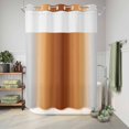 thumbnail image 6 of No Hook Shower Curtain, Dark Burnt Orange Grey Ombre Shower Curtains for Bathroom with See Through Top Window, Farmhouse Gradient Minimalist Waterproof & Washable Bath Curtain 60"x72", 6 of 9