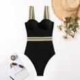 thumbnail image 2 of Gibobby Trajes de Baño para Mujer Trajes de baño con escote en V profundo para mujer Traje de baño sin espalda con volantes Traje de baño adelgazante de (A,XL), 2 of 5