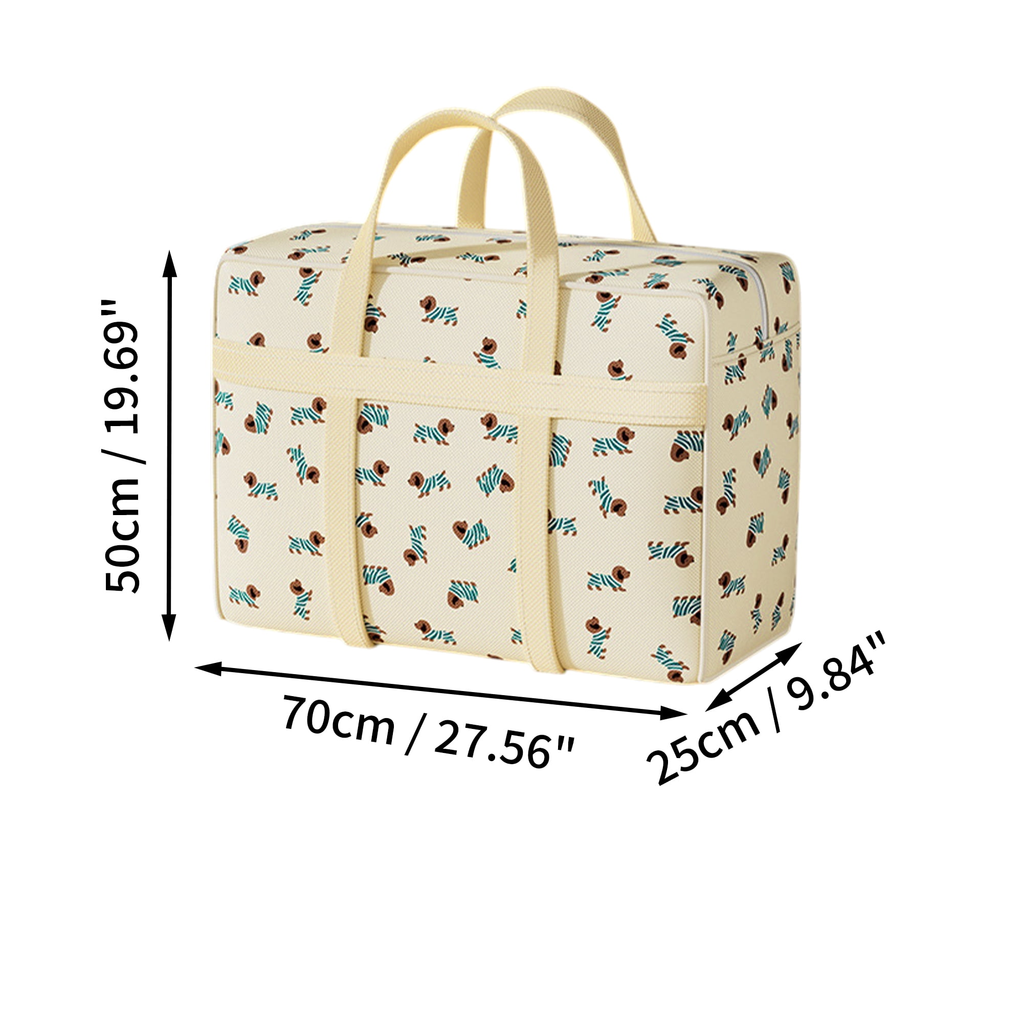 Unique Bargains Durable Dog Pattern Storage Bag Storage Bins 1 Pc Beige Dog X-Large