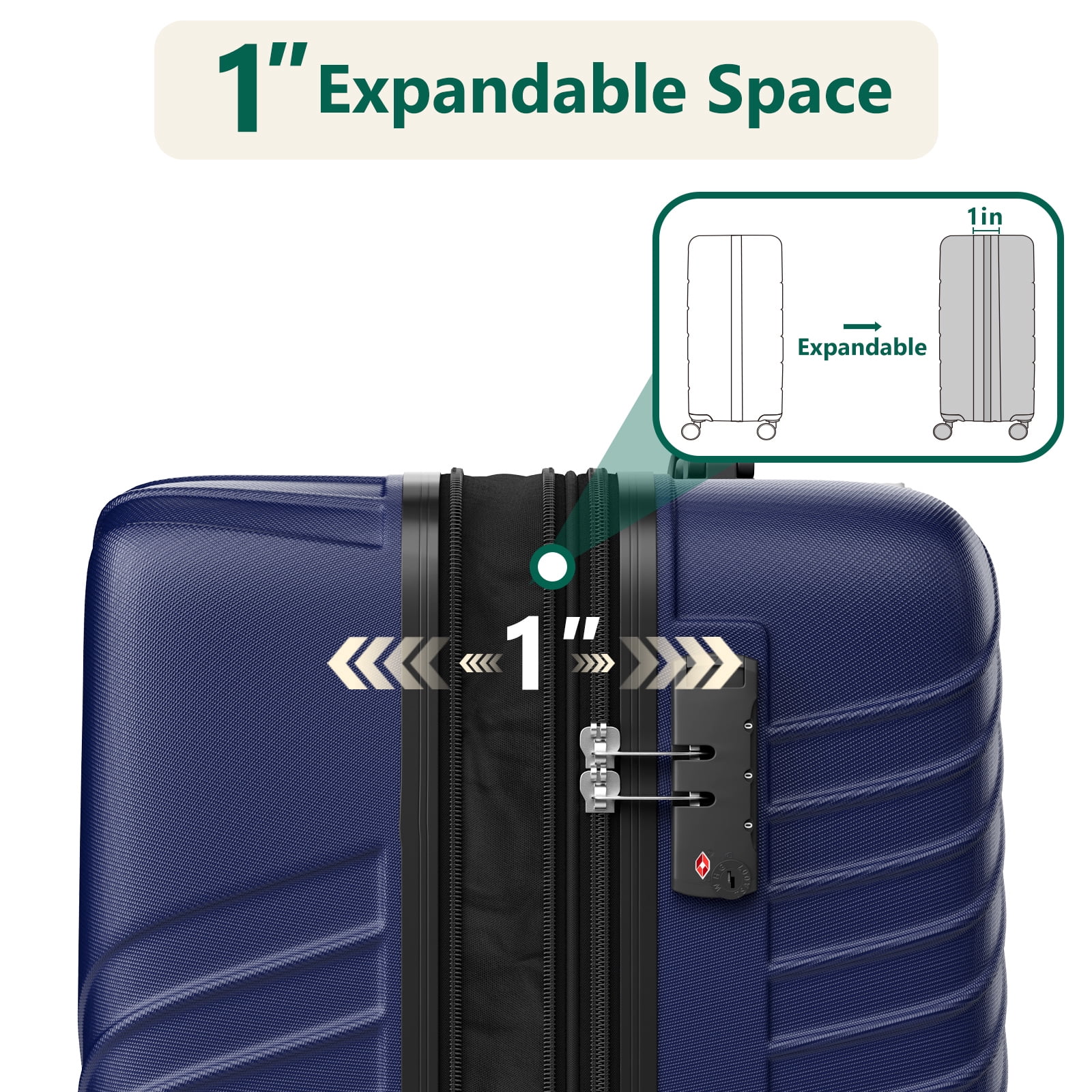 HOUSNIFLEX 3 Piece Luggage Set (20/24/28 Inch), Lightweight Expandable Suitcases with TSA Lock & 360° Spinner Wheels, Blue
