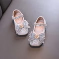 thumbnail image 7 of SGFCWSX Girls Ballet Flats Kids Rhinestone Pearl Bow Ankle Strap Sparkly Wedding Party Flower Girl Shoes Beige Size 6.5 Toddler, 7 of 7