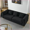 thumbnail image 3 of Modern Streamline 2-Piece 3-Seater Teddy Fabric Combination Sofa - Black, Solid Wood Frame | Black | Teddy | Wood, 3 of 17