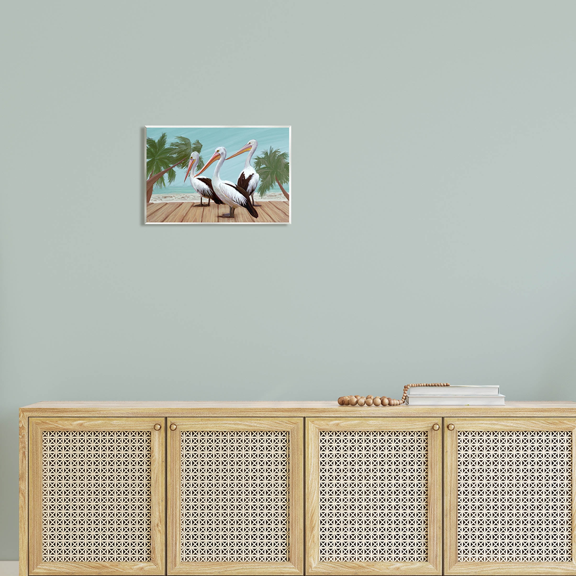 Stupell Industries Tropical Pelicans Beach Boardwalk Painting Unframed Art Print Wall Art, Design by Ziwei Li