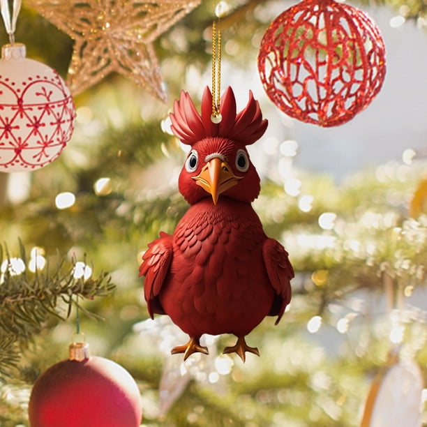 Árbol de Navidad Gallo Colgante Lindo Gallo Ornamento Realista Acrílico Creativo JShteea El nuevo