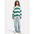 thumbnail image 2 of No Boundaries French Terry Rugby Polo Top with Long Sleeves, Women's, 2 of 5