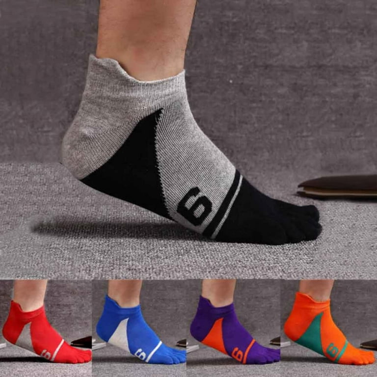 5Packs Men Cotton Low Cut Toe Socks Finger No Show Mesh Wicking