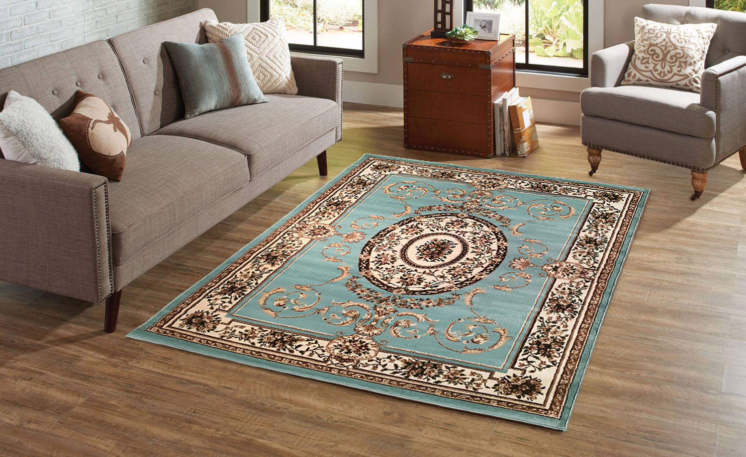 Sultansville, Oriental Style Area Rug, Blue Area Rug, 5x7 Area Rug