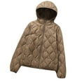 thumbnail image 4 of jtjvou Quilted Jackets for Women Zip Up Hooded Winter Coats Lightweight Loose Puffer Padded Outerwear with Pockets Coffee L, 4 of 7