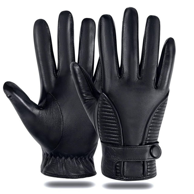 Guantes FIORETTO de lujo de piel auténtica con forro de cachemir para invierno