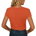 thumbnail image 5 of Babysbule Women's V Neck Button Placket Short Sleeve Henley T Shirt, Casual Loose Fit Top for Daily All Season Wear, 5 of 6