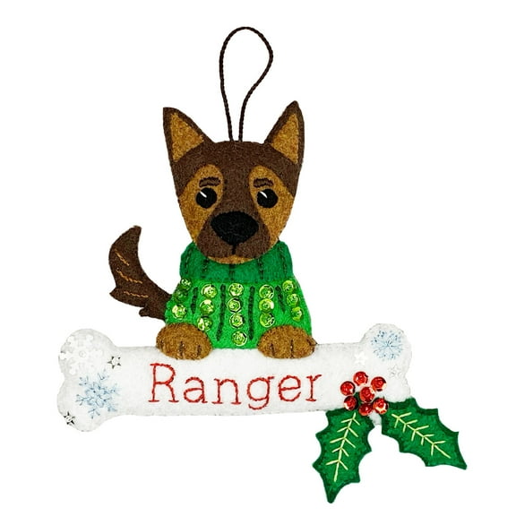 Personalized Felt Dog Christmas Ornament Kit, German Shepherd | MerryCollectibles