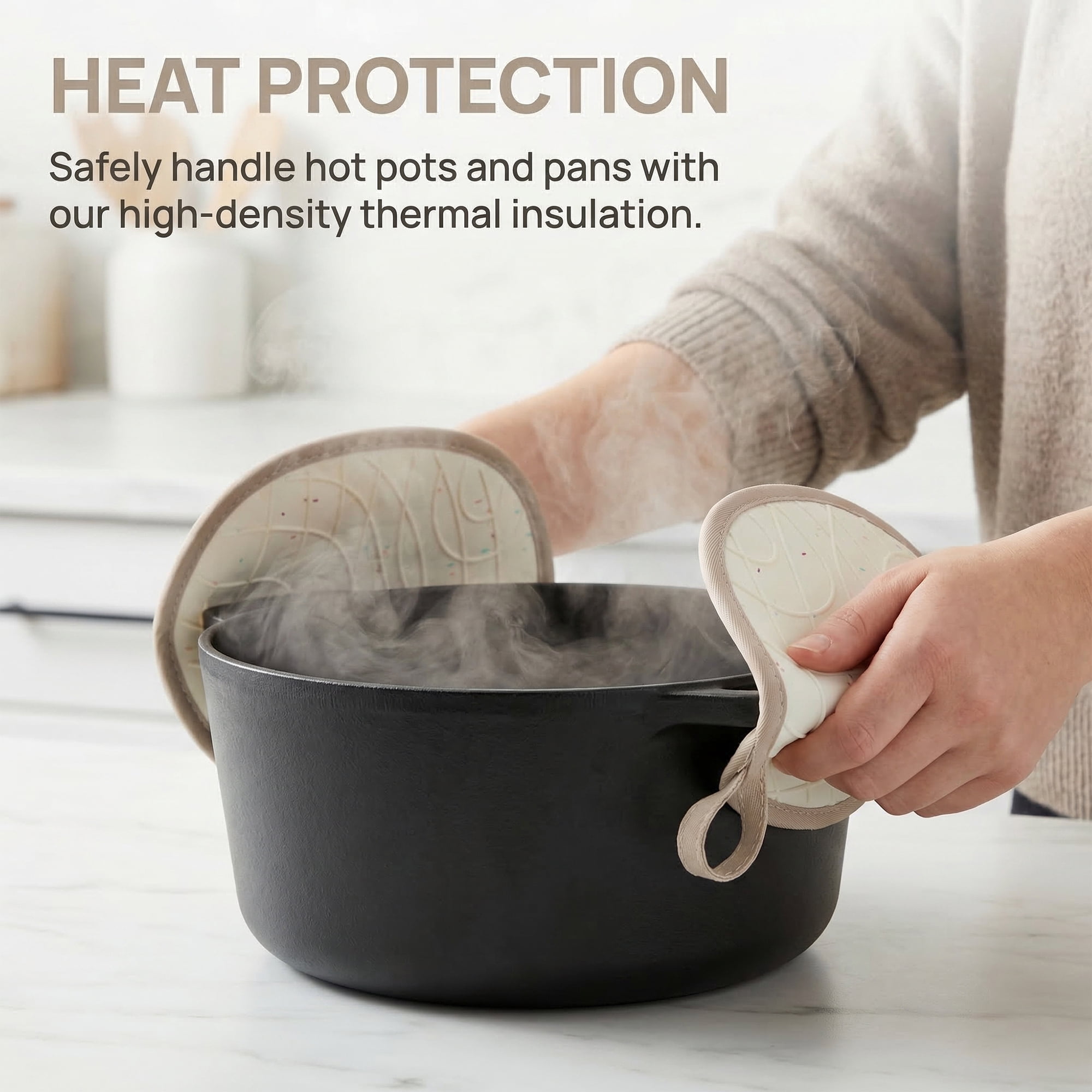 Unique Bargains 2Pcs Heat Resistant Trivets Non Slip Hot Pads Apricot 8.1*8.7in