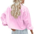 thumbnail image 4 of XIAONU Women's Batwing Sleeve Crop Blouse Loose Long Sleeve Point Collar Pullover Top Smooth Stylish Street Blouses, 4 of 9