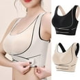 thumbnail image 4 of Olyvenn Women's 2 Packs Seamless Crisscross Beauty Back Bra Push Up Shockproof Sports Bra Fitness Running Yoga Brassiere Beige 8, 4 of 5