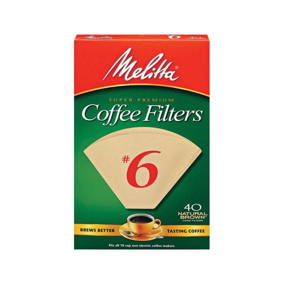 Melitta Natural Brown Cone Coffee Filter, Size 6 - 40 Ct