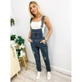 thumbnail image 5 of Women's Denim Straight Leg Jeans Available in Regular, Petite, and Tall Lengths Distressed Raw Scratch Style Tapered Leg Overalls, 5 of 7