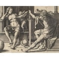 thumbnail image 2 of Lucas Van Leyden 24x20 Black Ornate Framed Double Matted Museum Art Print Titled: Mars, Venus, and Cupid (1530), 2 of 5