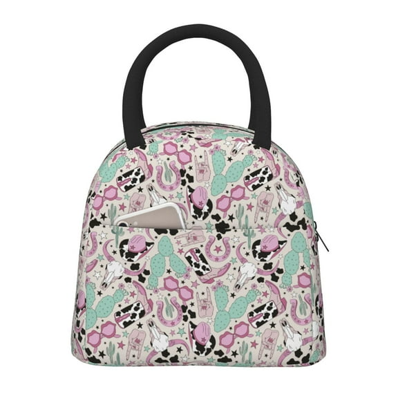 Yiaed West Cowgirl Disco Print Lunch Bag Adult Insulated Lunch Box, Leakproof Cooler Food Lunch Containers Reusable High Capacity Lunch Tote Bags-One Size