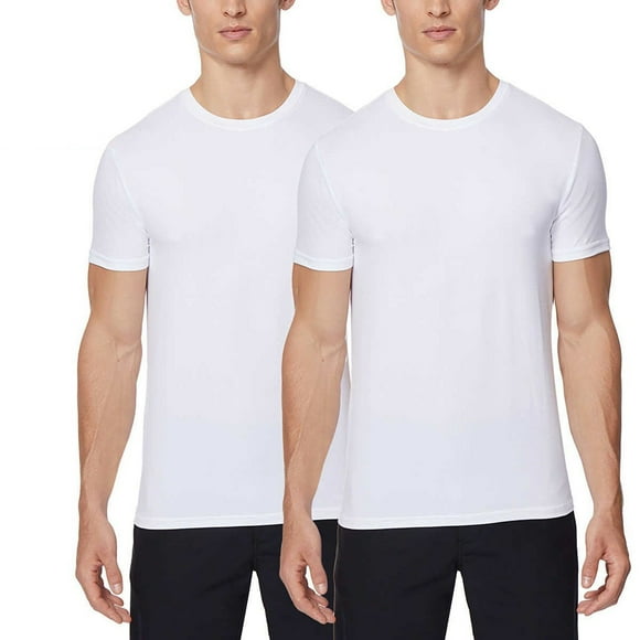 32 DEGREES Cool Hommes Lot de 2 T-Shirt à Manches Courtes Col Ras du Cou, Blanc/blanc-Petit