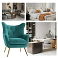 thumbnail image 5 of Velvet Accent Chair Wingback Home Lounge Single Sofa Upholstered Tufted High Back Golden Leg Living Room Adult Blue, 5 of 7