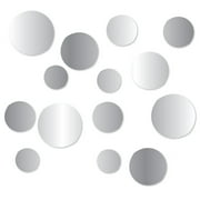 Blue Moon Studio 14Pc Peel & Stick Self-Adhesive Silver Circle Wall Mirror Decals (Pack of 3)