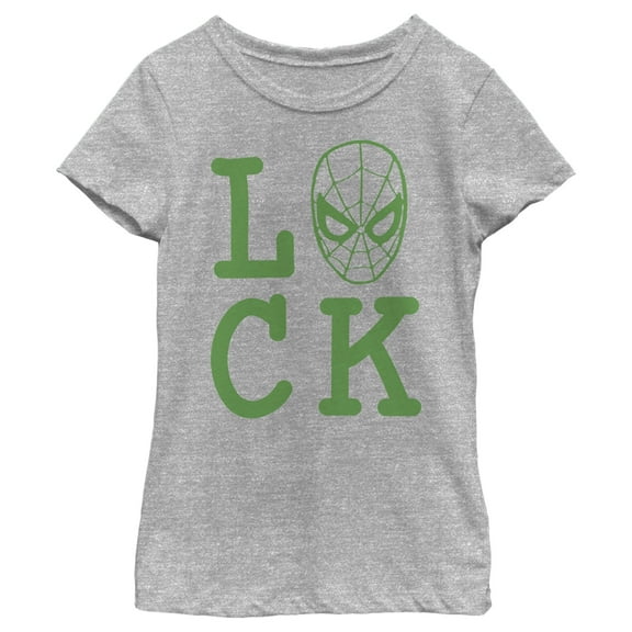 Girl's Marvel Spider-Man St. Patrick's Day Spidey Luck  Graphic Tee Athletic Heather Large