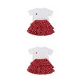 thumbnail image 2 of Qarigey Fiesta banquete boda evento niñas corazón patrón cuello camiseta puntos conjunto verano niños Tops Kit ropa Type1 NO1, 2 of 6