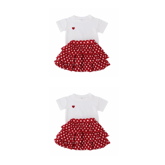 Minnieouse Banquete Boda Evento Niñas Cuello Camiseta Conjunto Verano Niños Algodón Tops Kit Ropa Regalo de cumpleaños 100cm 2Conjunto