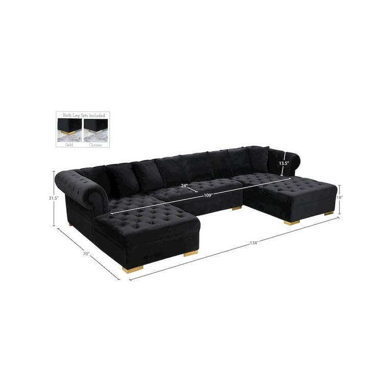 Meridian Furniture Presley 3pc. Velvet Sectional Meridian Furniture Presley 3pc. Velvet Sectional