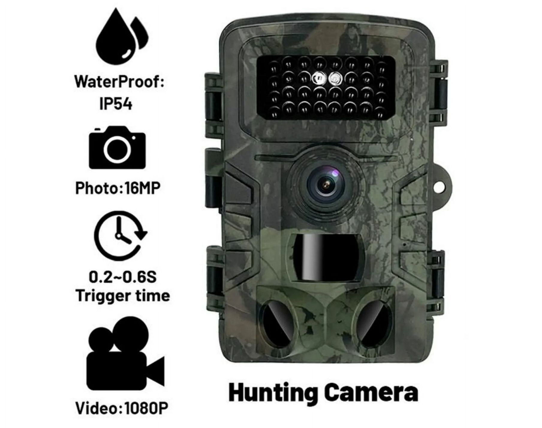 Outdoor Security Camera 16MP 1080P Wildlife Hunting Trail and Game Camera Motion Activated 2.0 Inch IP54 Waterproof with 34 Infrared Light Camera, Outdoor Infrared Night Vision Hunting Scouting Camera