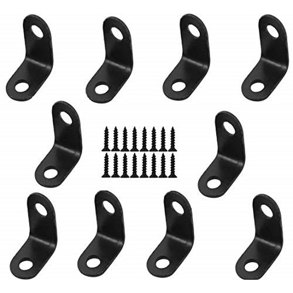 GFORTUN 10PCS Black Metal Corner Angle Brackets 90 Degree Joint