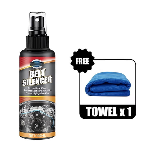 Belt Silencer Spray for Cars and Industrial Equipment - Reduces Noise, Prevents Wear and Cracking, Restores Flexibility, Includes Cleaning Towel