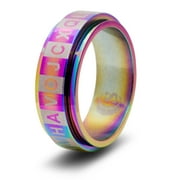 CritSuccess Alphabet Dice Ring with 26 sided Die Spinner with Letters (Size 17 - Stainless Steel - Rainbow)