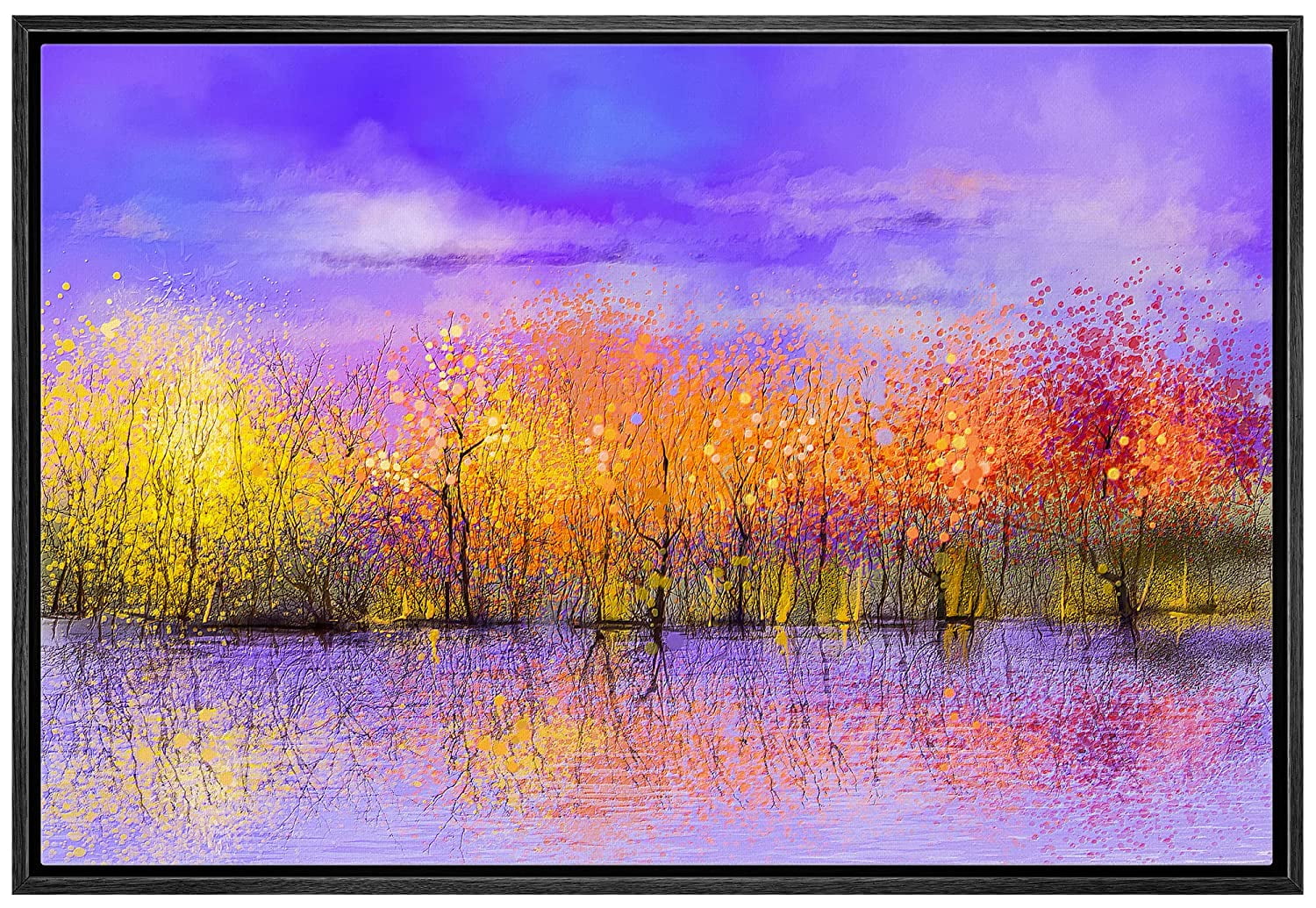 wall26 Canvas Print Wall Art Neon Purple, Orange & Yellow Paint Stroke